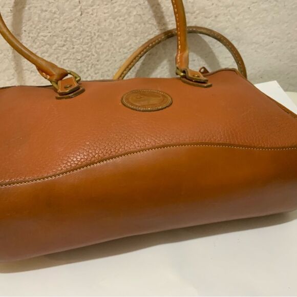 Vintage 1980’s Dooney & Bourke All-Weather Leather Satchel Purse British Tan - Picture 7 of 16